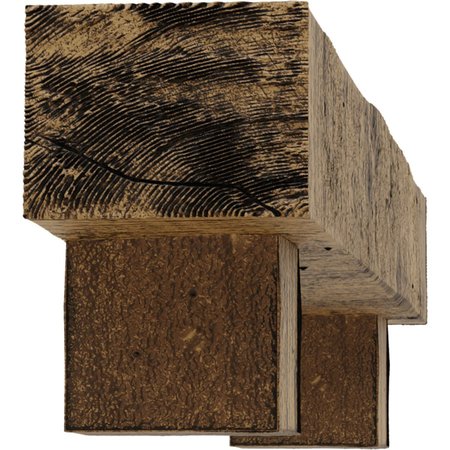 Ekena Millwork Kit w/ Alamo Corbels, NaturaL Golden Oak, 4"H x 4"D x 36"W Rough Cedar Faux Wood Fireplace ManteL MANURC04X04X36AONG